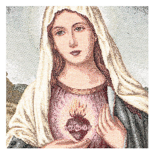Tapiz Sagrado Corazón de María con paisaje 40x30 cm 2