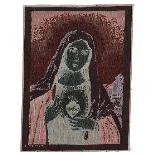 Arazzo Sacro Cuore di Maria con paesaggio 40x30 cm 3