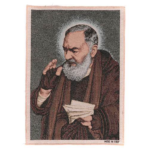 Wandteppich Pater Pio mit Briefen 40x30 cm 1