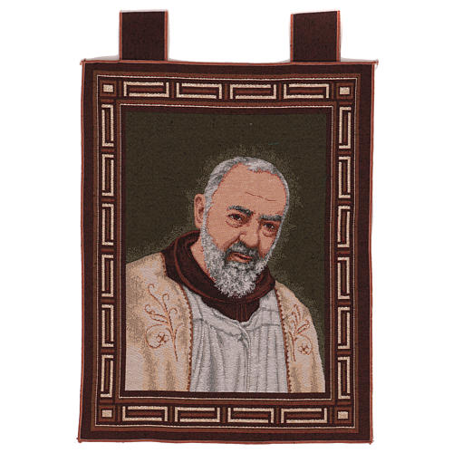 Saint Pio with stole wall tapestry with loops 19x15.5" 1
