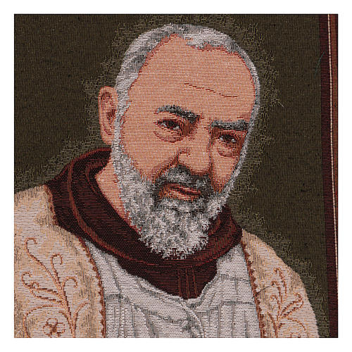 Saint Pio with stole wall tapestry with loops 19x15.5" 2