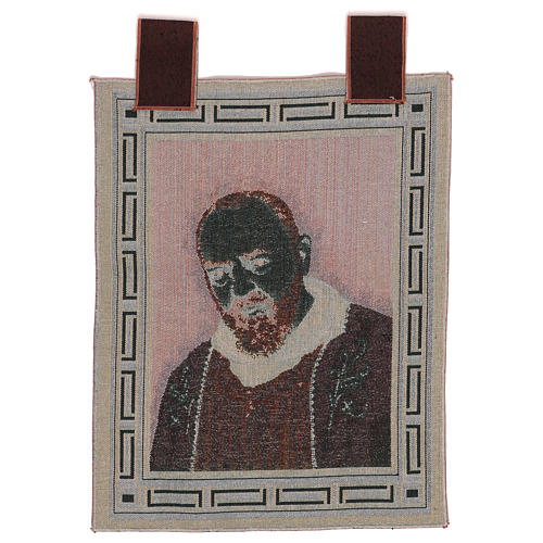 Saint Pio with stole wall tapestry with loops 19x15.5" 3