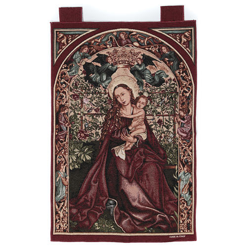 Wandteppich Madonna im Rosenhang, mit Rahmen und Schlaufen 90x60 cm 1