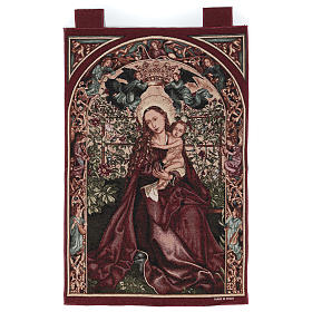 Tapiz Virgen del arco de rosas marco ganchos 90x60 cm