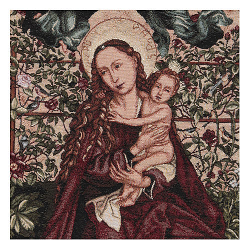 Gobelin Madonna od łuku z różami rama uszy 90x60 cm 2