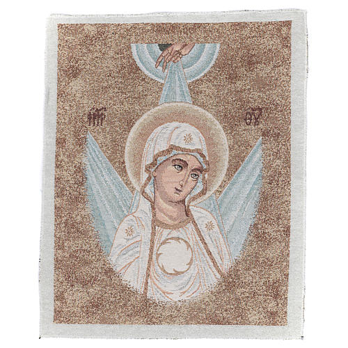 Wandteppich Antlitz byzantinische Madonna mit Strahlen umgeben 45x40 cm 1