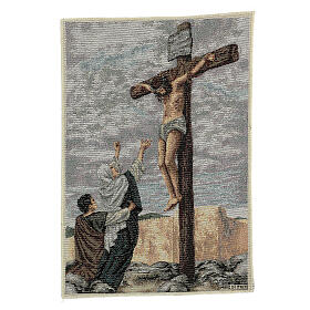 Wandteppich mit Kreuzigung Jesu, 45 x 30 cm