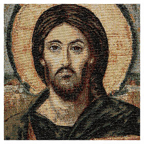 Gobelin 50x30 cm Chrystus Pantokrator obraz mały, złote wykończenie