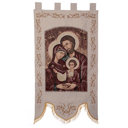 Sagrada Familia color crema estandarte de procesión 150X80 cm 1