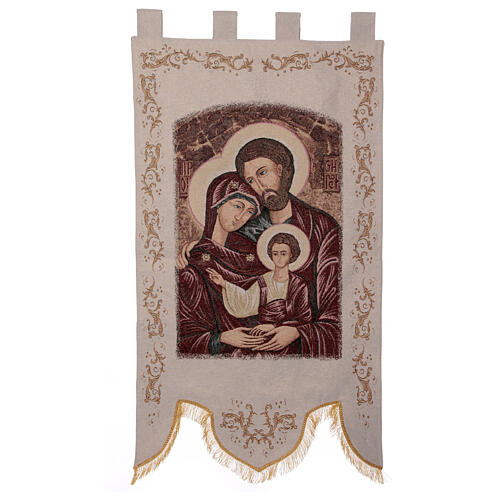 Sacra Famiglia panna stendardo processione 150X80 cm 1