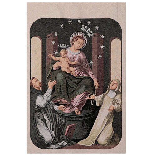 Virgen de Pompeya color crema estandarte de procesiones 150X80 cm 3