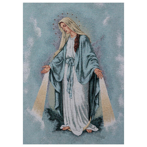Processional standard of Our Lady of Mercy, blue background, 56x30 in 4