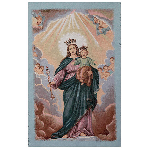 Processional standard of Mary Help of Christians, blue background, 57x30 in 4