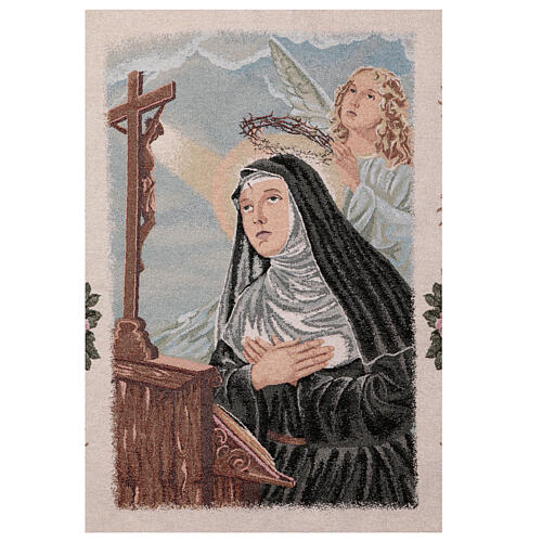 Processional banner of Saint Rita with an angel, 58x30 in 4
