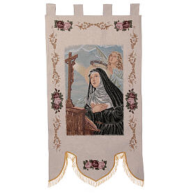 Sainte Rita avec ange bannière pour processions 150x80 cm