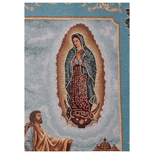 Objawienie w Guadalupe Matki Bożej Juanowi Diego, tło błękitne, sztandar procesyjny 145x75 cm 5