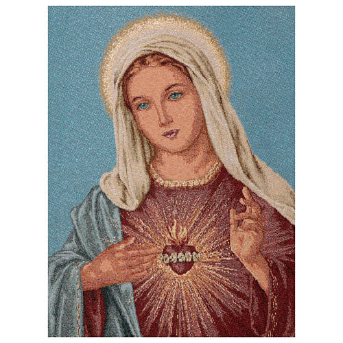 Processional banner of the Immaculate Heart of Mary, light blue fabric, 58x29 in 6
