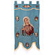 Processional banner of the Immaculate Heart of Mary, light blue fabric, 58x29 in s2