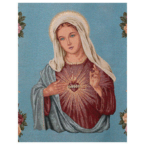 Sagrado Corazón de María fondo azul estandarte para procesiones 150X75 cm 4