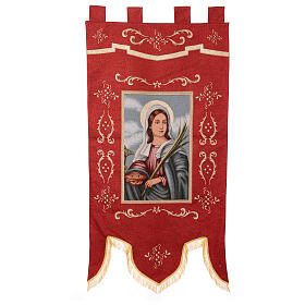 Sainte Lucie fond rouge étendard procession 150x80 cm