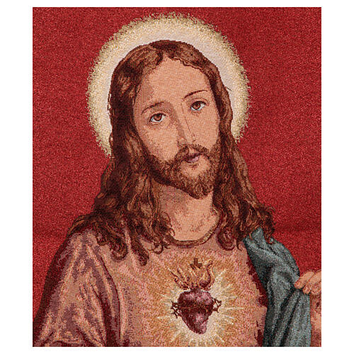 Processional banner of the Sacred Heart of Jesus, red fabric, 58x29 in 3