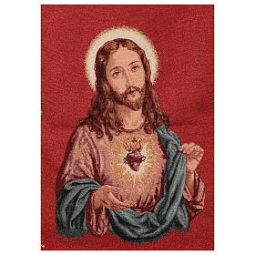 Sagrado Coração de Jesus fundo vermelho estendarte para procissões 150x75 cm