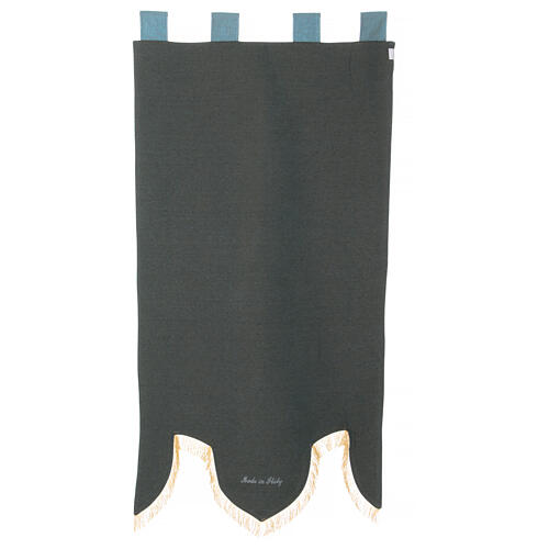 Processional banner of Our Lady of Fátima, blue fabric, 58x30 in 7