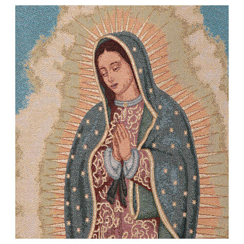 Estandarte de la Virgen de Guadalupe con fondo azul para procesiones 155x75 cm 6
