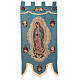 Estandarte de la Virgen de Guadalupe con fondo azul para procesiones 155x75 cm s1