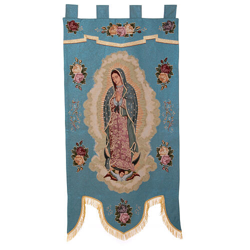 Sztandar procesyjny Matka Boża z Guadalupe, błękitne tło, 155x75 cm 2