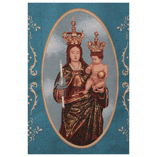 Estandarte de la Virgen de Bonaria con fondo azul 150x75 cm para procesiones 4