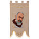 Padre Pio, cream-coloured background, processional standard, 56x29 in s1