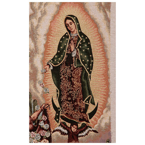 Apparition of Guadalupe to Jaun Diego, cream-coloured processional banner, 56x30 in 6