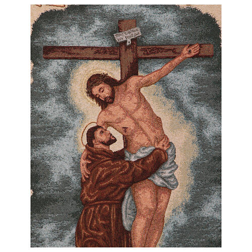 Saint Francis hugging the Crucifix, processional banner, 57x29 in 6