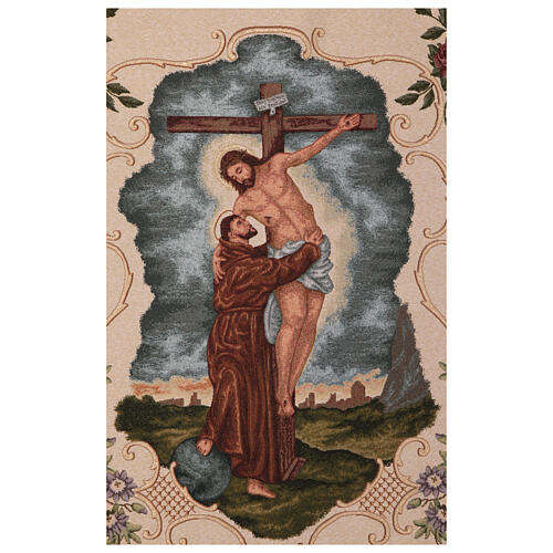 Saint François embrassant la croix étendard 145x75 cm processions religieuses 3