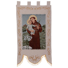 Saint Anthony of Padua, processional banner, 57x30 in