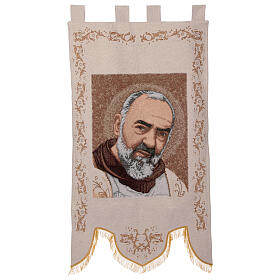 Padre Pio, processional banner, 58x30 in