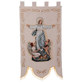 Assomption de Marie avec anges bannière pour processions 145x80 cm