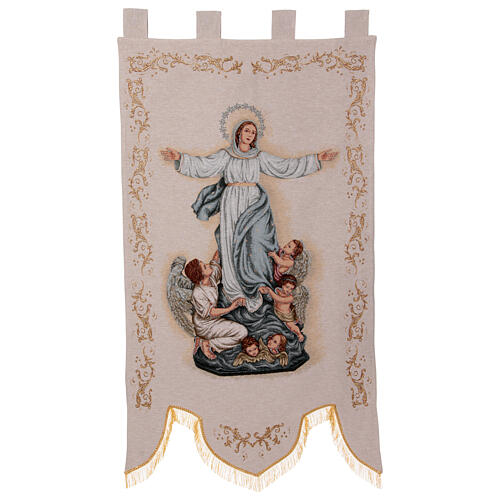 Assomption de Marie avec anges bannière pour processions 145x80 cm 2