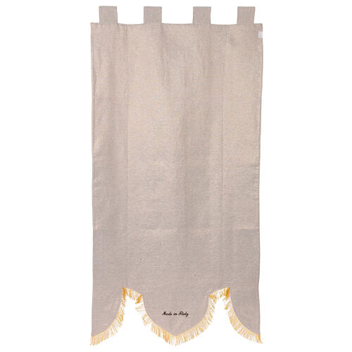 Carlo Acutis half-bust blue lurex processional banner 155x75 cm 4