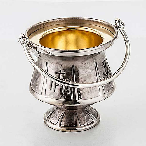 Holy water pot, hammered brass 5