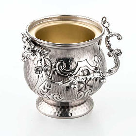 Accesorios para bendición: Acetre para agua bendita latón martillado, cincelado