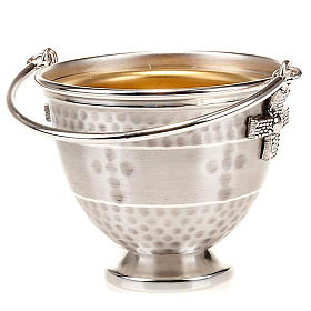 Holy water pot with embossed cross decoration