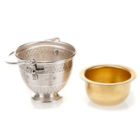 Holy water pot with embossed cross decoration