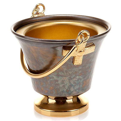 Holy water pot in embossed silver-plated brass 1