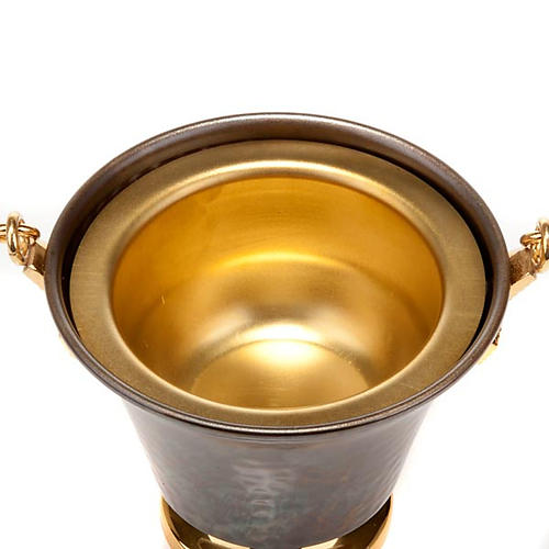 Holy water pot in embossed silver-plated brass 3