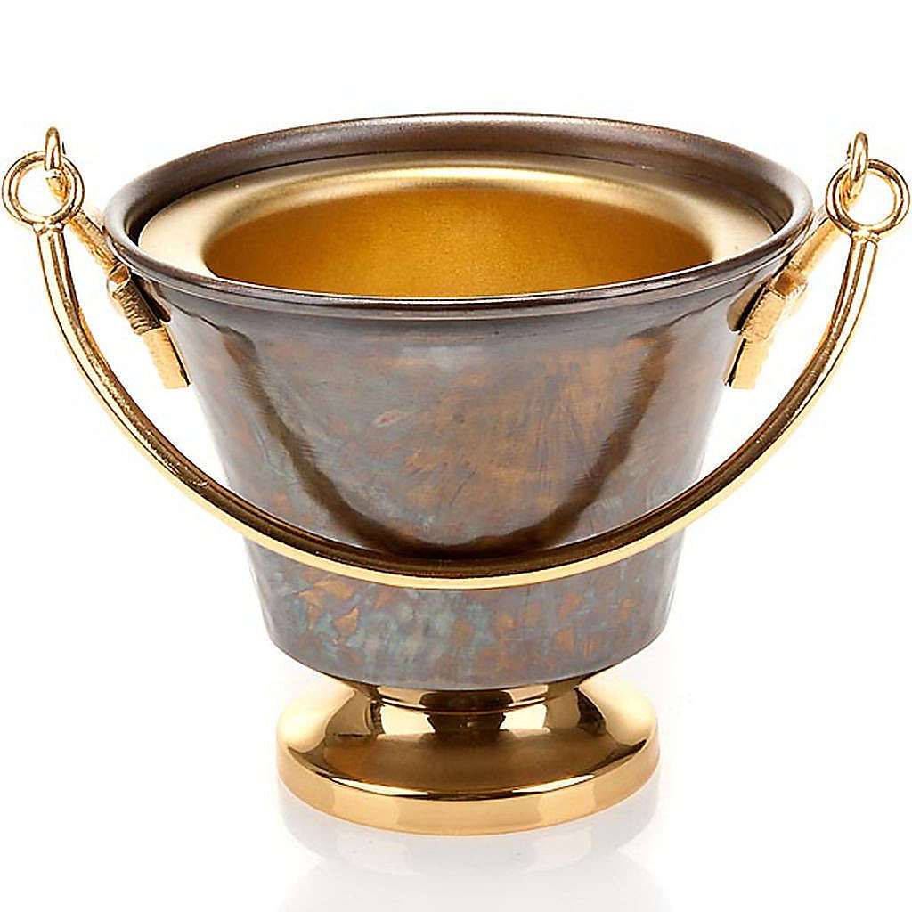 Holy water pot in embossed silverplated brass online sales on