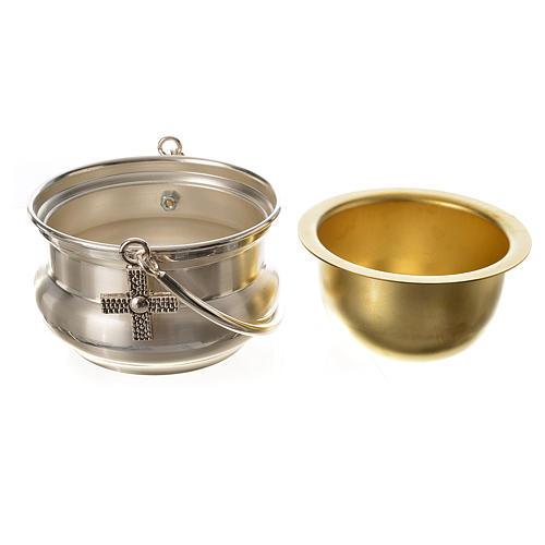 Holy water pot in silver-plated brass 3