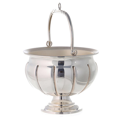 Holy water pot and sprinkler, silver plated brass 4