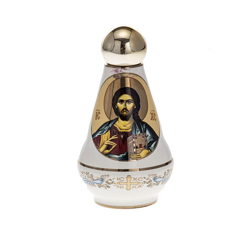 Bottiglietta per acqua santa ceramica Cristo 1